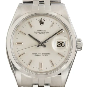 Rolex Oyster Perpetual Date Silver Stick Dial on Oyster Bracelet Ref. 15000