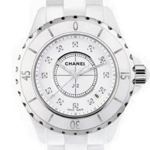 Chanel J12 White Diamond Dial on White Ceramic Bracelet Ref. H1628 with Card 2013
