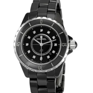 Chanel J12 Black With Factory Diamonds Dial on Bracelet Ref. H1625 with Card 2005