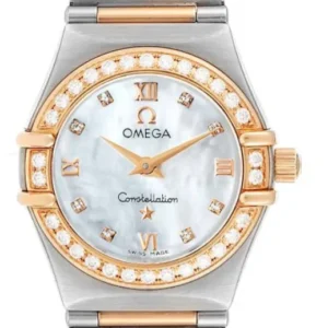 Omega Constellation Mini White MOP Dial on 2-Tone Rose Gold / Stainless Steel Bracelet Ref. 1360.76.00 with Card