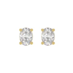 LADIES SOLITAIRE EARRINGS 3CT OVAL DIAMOND 14K YELLOW GOLD (CENTER STONE OVAL DIAMOND 1 1/2CT )