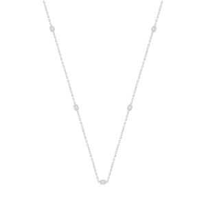 LADIES NECKLACE 3/4CT EMERALD DIAMOND 14K WHITE GOLD