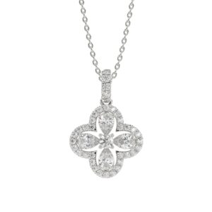LADIES PENDANT 1CT ROUND/PEAR DIAMOND 14K WHITE GOLD