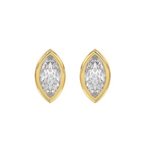 LADIES SOLITAIRE EARRINGS 3CT MARQUISE DIAMOND 14K YELLOW GOLD