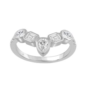 14K WHITE GOLD 1.00CT ROUND/EMERALD/OVAL/PEAR DIAMOND LADIES BAND (PEAR 1/5CT EMERALD 1/3CT OVAL 1/3CT)