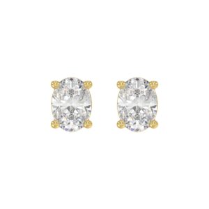 LADIES SOLITAIRE EARRINGS 4.00CT OVAL DIAMOND 14K YELLOW GOLD (CENTER STONE OVAL DIAMOND 2.00CT)