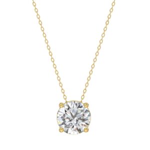 LADIES SOLITAIRE PENDANT WITH UNDER-PASS CHAIN 1 1/2CT ROUND DIAMOND 14K YELLOW GOLD
