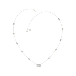 14K WHITE GOLD 2 1/4CT ROUND/EMERALD DIAMOND LADIES NECKLACE