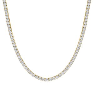 14K YELLOW GOLD 12.00CT ROUND DIAMOND MEN'S NECKLACE