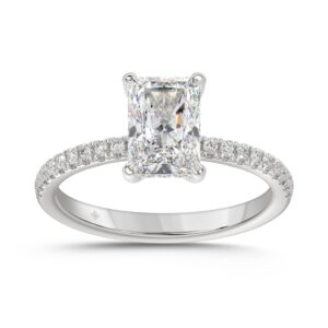 14K WHITE GOLD 1 3/4CT ROUND/RADIANT DIAMOND LADIES RING (CENTER STONE RADIANT DIAMOND 1 1/2CT)