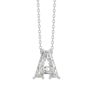 14K WHITE GOLD 1 5/8CT FANCY CUT ALPHABET DIAMOND LADIES PENDANT WITH CHAIN
