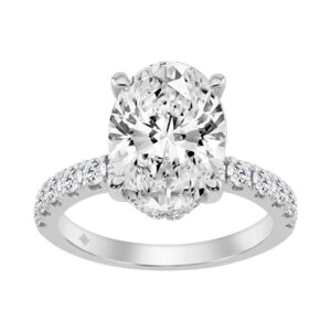 14K WHITE GOLD 4 3/4CT ROUND/OVAL DIAMOND LADIES RING (CENTER STONE OVAL DIAMOND 4CT)