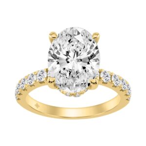 14K YELLOW GOLD 4 3/4CT ROUND/OVAL DIAMOND LADIES RING (CENTER STONE OVAL DIAMOND 4CT)