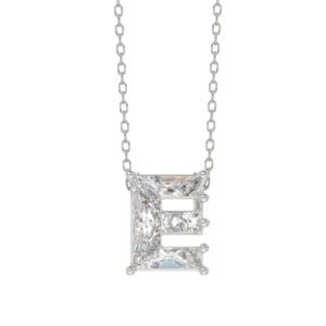 14K WHITE GOLD 1 1/2CT FANCY CUT ALPHABET DIAMOND LADIES PENDANT WITH CHAIN