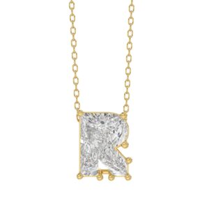 14K YELLOW GOLD 1 5/8CT FANCY CUT ALPHABET DIAMOND LADIES PENDANT WITH CHAIN