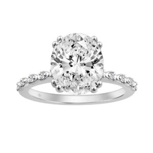 14K WHITE GOLD 3.00CT ROUND/OVAL DIAMOND LADIES RING (CENTER STONE OVAL DIAMOND 3CT)