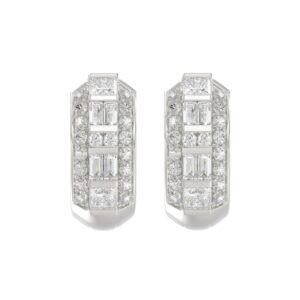14K WHITE GOLD 1.00CT ROUND/PRINCESS/BAGUETTE DIAMOND LADIES EARRINGS