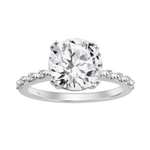 14K WHITE GOLD 3.00CT ROUND DIAMOND LADIES RING (CENTER STONE ROUND DIAMOND 3CT)