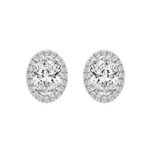14K WHITE GOLD 2 1/4CT ROUND/OVAL DIAMOND LADIES EARRINGS