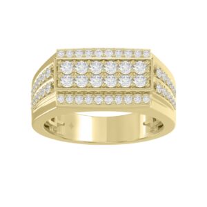14K YELLOW GOLD 1.00CT ROUND DIAMOND MEN'S RING