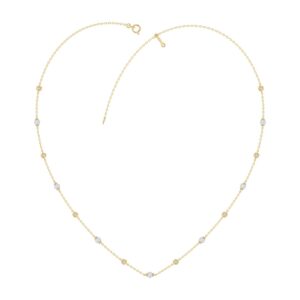 Luxury Round/Pearl Diamond Necklace 10K Yellow Gold 1/3CT Elegant Ladies Jewelry (Color F-G -Clarity VS1/VS2)