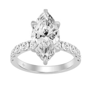 14K WHITE GOLD 6.00CT MARQUISE/ROUND DIAMOND LADIES RING (CENTER STONE MARQUISE DIAMOND 5CT)